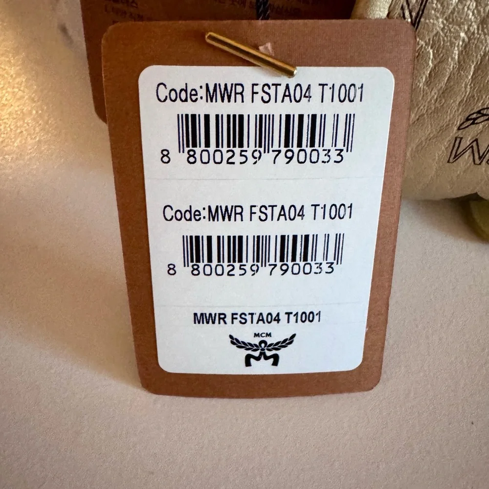 MCM Gold Beige Visetos Logo Shoulder Bag - Picture 6 of 6